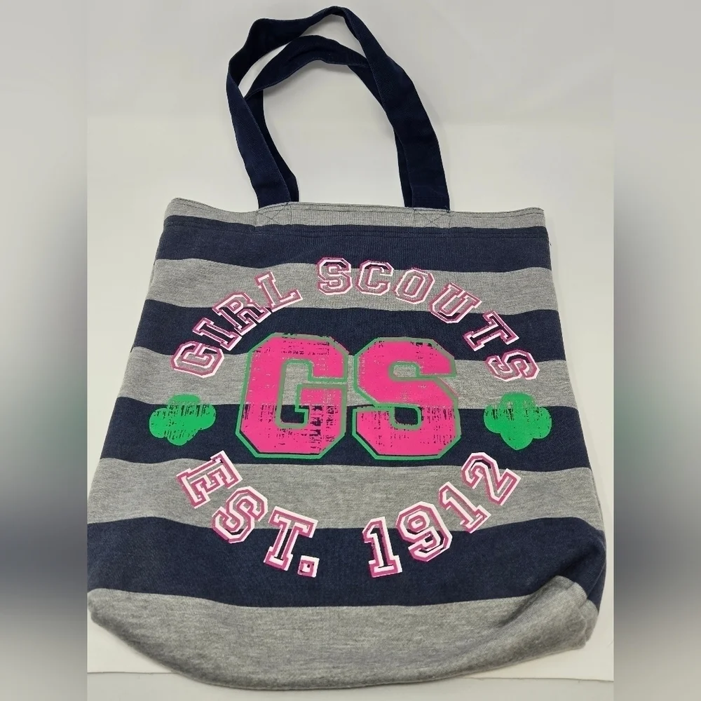 GIRL SCOUTS LOT OF 2 TOTE BAG & BACKPACK GREEN & PINK COTTON BLEND BRIDGING GIFT